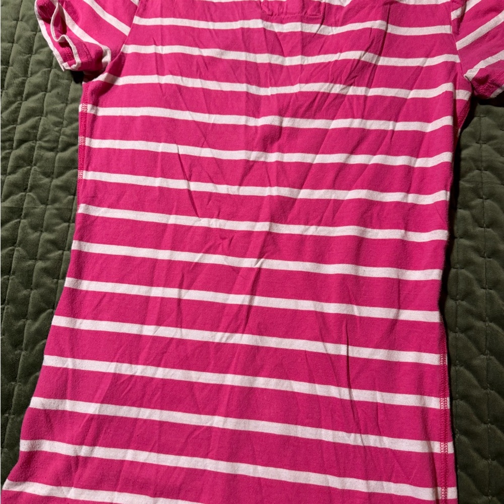 Abercrombie & Fitch Y2K pink and white striped v-neck t-shirt medium‎ - Picture 7 of 7
